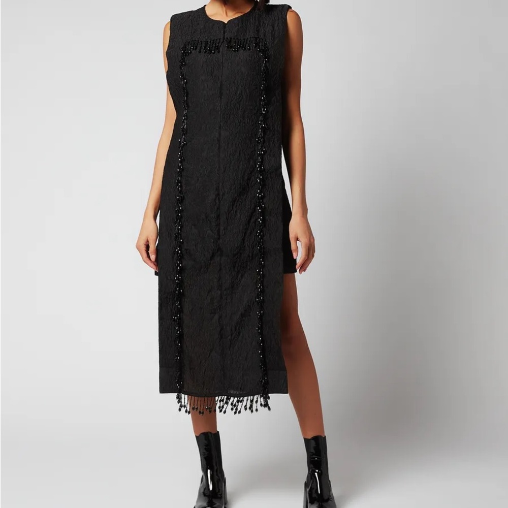 Brand New GANNI organza-fringe jacquard sleeveless dress